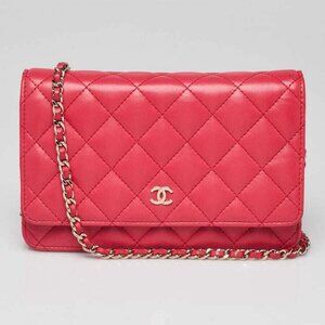 Chanel Pink Quilted Lambskin Leather Classic CC WOC Clutch Bag